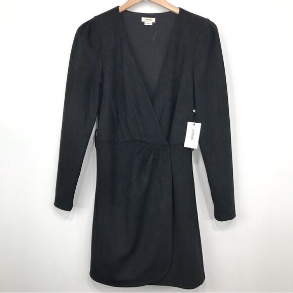 Jason Wu Black Faux Suede Wrap Mini Dress NEW - Picture 2 of 16